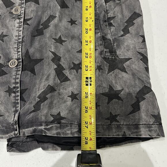 Billy T Lined Gray Jacket Black Stars Embroidered Collar Sz XS NWT Military Y2K - Picture 10 of 13
